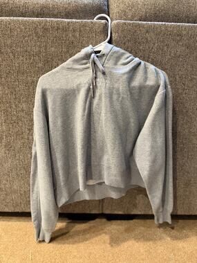 Women's Converse Cropped Gray Logo Hoodie Size Small